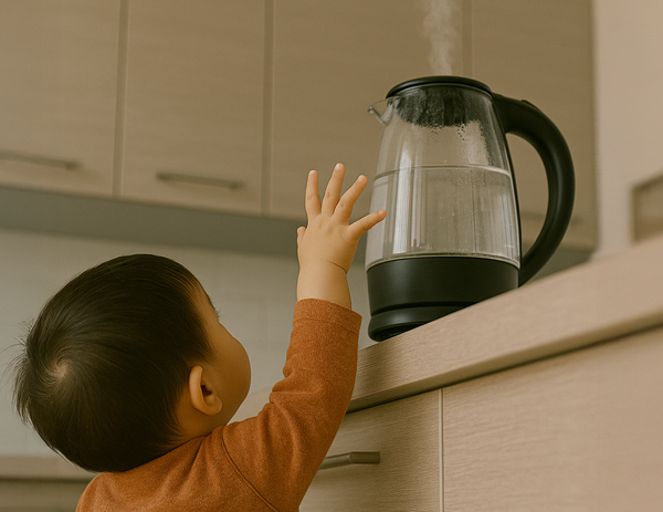 어린아이를 키우는 집에서는 소아 화상 예방에 관심을 갖고 각별히 주의해야한다.(AI 생성 이미지)